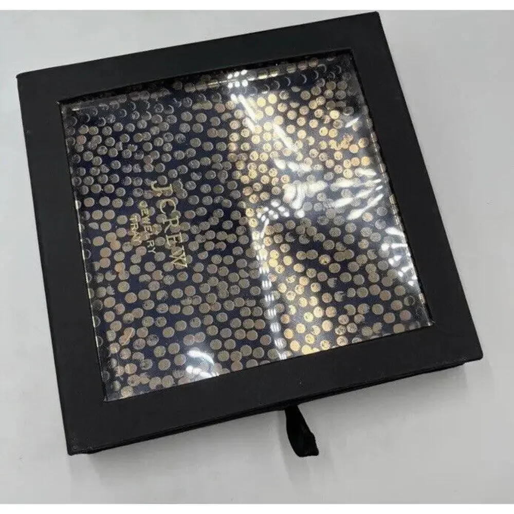 J. crew Jewelry Tray Plate Holder‎ Blue with Gold Polka Dots 6x6